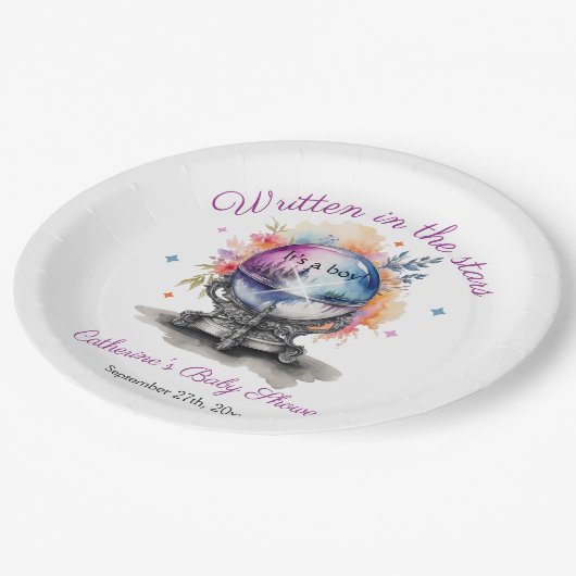 Celestial Crystal Ball Astrologie Baby shower Papieren Bordje (Gekanteld)
