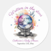 Celestial Crystal Ball Astrologie Baby shower Ronde Sticker (Voorkant)
