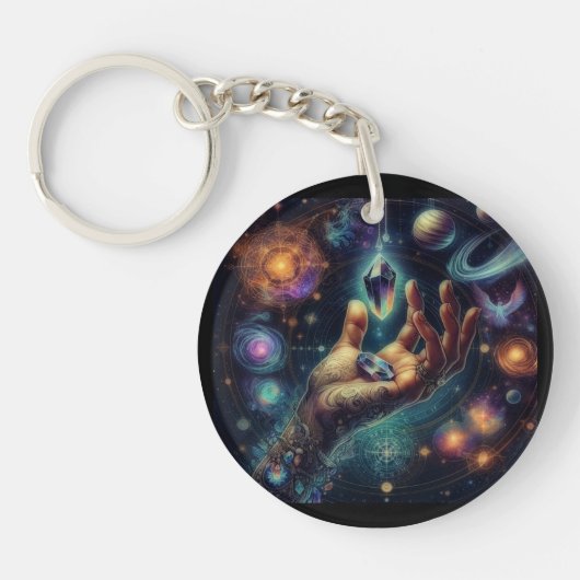 Celestial Crystal in de Palm Galaxy Spacy Sleutelhanger (Voorkant)