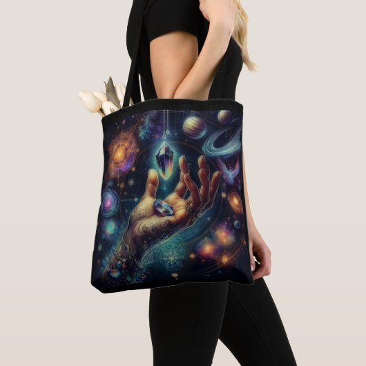 Celestial Crystal in de Palm Galaxy Spacy Tote Bag (Dichtbij)