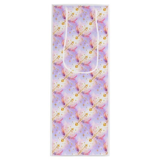 Celestial Cupid – Pastel Arrows & Golden Stars Wijn Cadeautas (Voorkant)