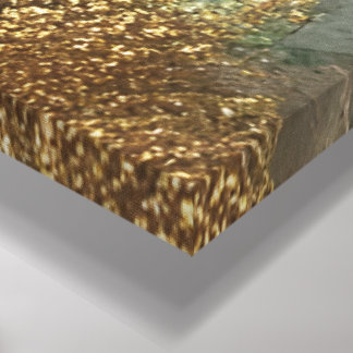 Celestial Currents – Abstract goud en smaragdgroen Canvas Afdruk