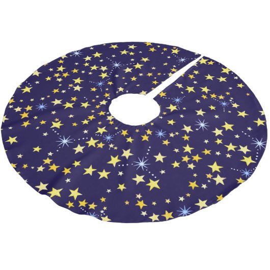 Celestial Cute Sterrennacht Pattern Blue Kerstboom Rok (Gekanteld)