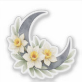 Celestial Daffodil Crescent Moon Sticker (Voorkant)