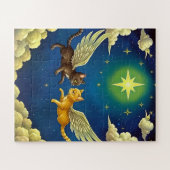Celestial Dance of Winged Cats voor kinderen Legpuzzel (Horizontaal)