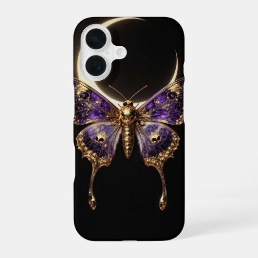 Celestial Death Moth Crescent Moon Phone Case iPhone 16 Hoesje (Achterkant)