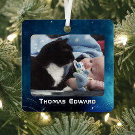 Celestial Deep Blue Outer Space Baby's Geboorte Metalen Ornament