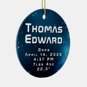 Celestial Deep Blue Outer Space Geboorteaankondigi Keramisch Ornament (Rechts)