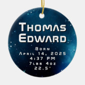 Celestial Deep Blue Outer Space Geboorteaankondigi Keramisch Ornament (Voorkant)