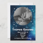 Celestial Deep Blue Outer Space Pasgeboren Geboort Aankondiging (Voorkant)