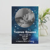Celestial Deep Blue Outer Space Pasgeboren Geboort Aankondiging (Staand voorkant)
