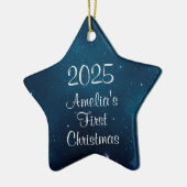Celestial Deep Blue Space Baby's eerste kerst Keramisch Ornament (Links)