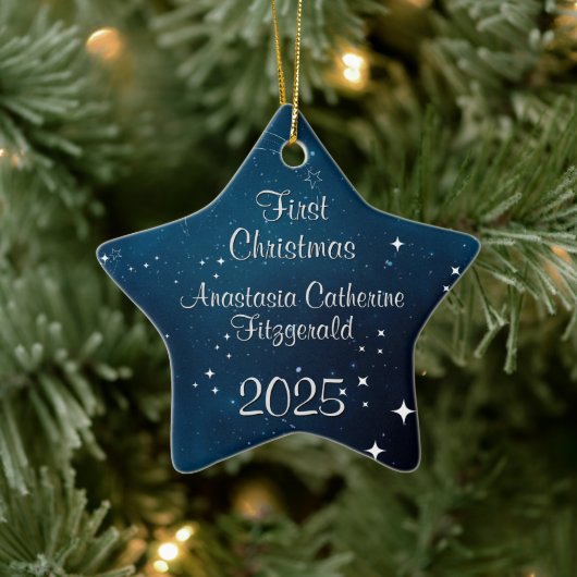 Celestial Deep Blue Space Baby's eerste kerst Keramisch Ornament (Boom)