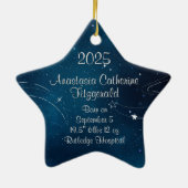 Celestial Deep Blue Space Baby's eerste kerst Keramisch Ornament (Achterkant)