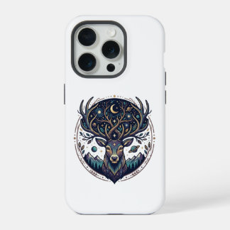 Celestial Deer Mystical Moon & Star Art Stag iPhone 15 Pro Case