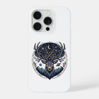 Celestial Deer Mystical Moon & Star Art Stag iPhone 15 Pro Case