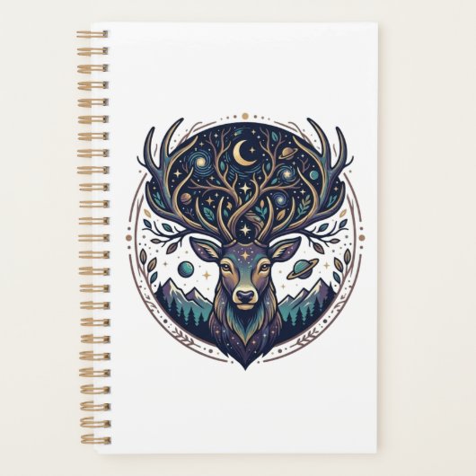 Celestial Deer Mystical Moon & Star Art Stag Planner (Voorkant)