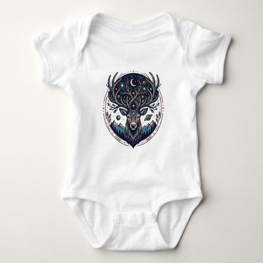 Celestial Deer Mystical Moon & Star Art Stag Romper (Voorkant)