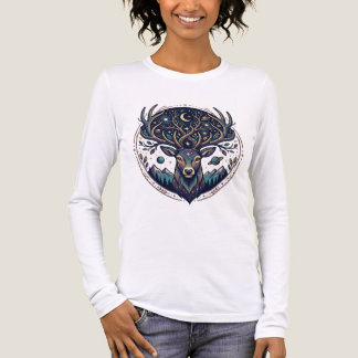 Celestial Deer Mystical Moon & Star Art Stag Tri-Blend Shirt