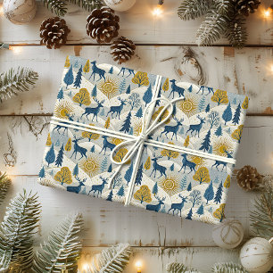 Celestial Deer Winter Mountains Cadeaupapier