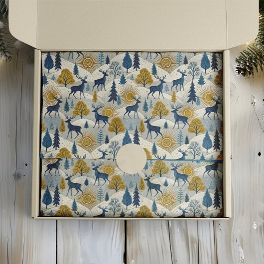 Celestial Deer Winter Mountains Tissuepapier