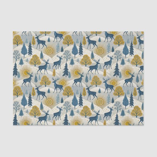 Celestial Deer Winter Mountains Tissuepapier (Voorkant)