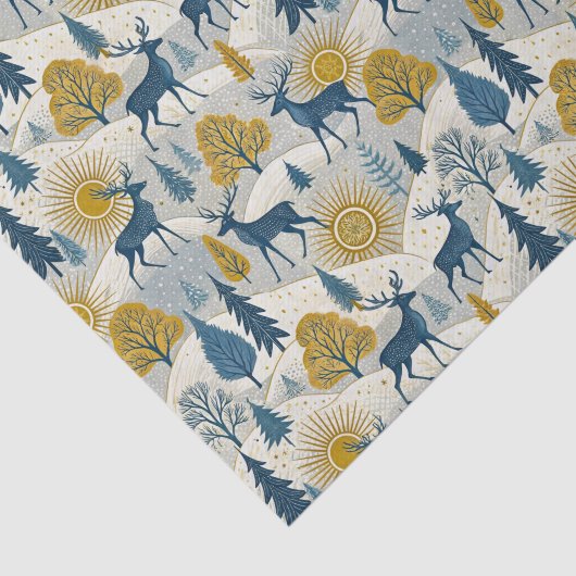 Celestial Deer Winter Mountains Tissuepapier (Detail)