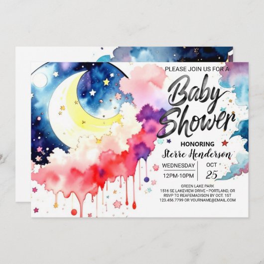 Celestial Delight Baby shower Kaart (Voorkant / Achterkant)