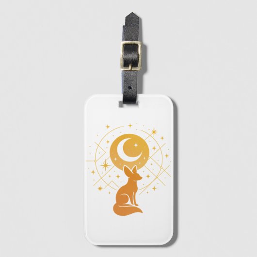 Celestial Desert Fox – Kosmische Maan en Sterren Bagagelabel (Voorkant (verticaal))