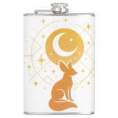 Celestial Desert Fox – Kosmische Maan en Sterren Heupfles (Voorkant)