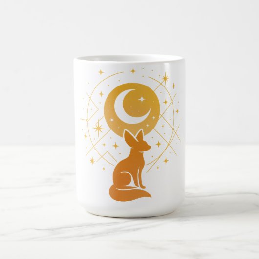 Celestial Desert Fox – Kosmische Maan en Sterren Koffiemok (Center)