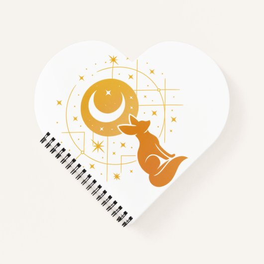 Celestial Desert Fox – Kosmische Maan en Sterren Notitieboek (Voorkant)