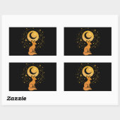 Celestial Desert Fox – Kosmische Maan en Sterren Rechthoekige Sticker (Vel)