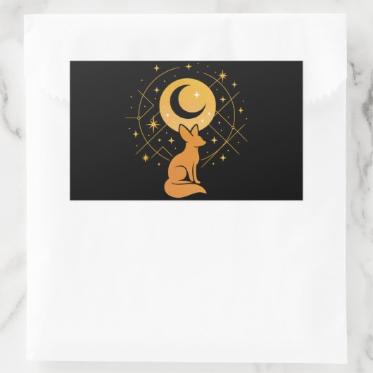 Celestial Desert Fox – Kosmische Maan en Sterren Rechthoekige Sticker (Tas)