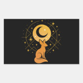 Celestial Desert Fox – Kosmische Maan en Sterren Rechthoekige Sticker (Voorkant)
