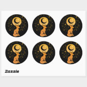 Celestial Desert Fox – Kosmische Maan en Sterren Ronde Sticker (Vel)