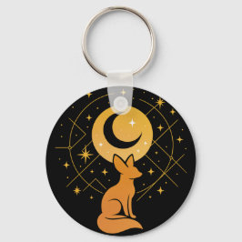 Celestial Desert Fox – Kosmische Maan en Sterren Sleutelhanger