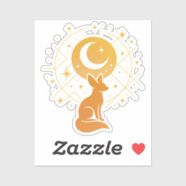Celestial Desert Fox – Kosmische Maan en Sterren Sticker