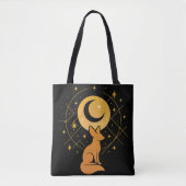 Celestial Desert Fox – Kosmische Maan en Sterren Tote Bag (Voorkant)