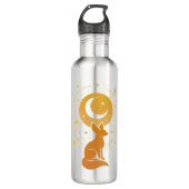 Celestial Desert Fox – Kosmische Maan en Sterren Waterfles (Voorkant)