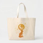 Celestial Desert Fox – Moon and Stars Cosmic  Grote Tote Bag (Voorkant)
