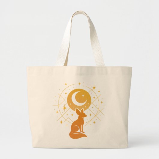 Celestial Desert Fox – Moon and Stars Cosmic  Grote Tote Bag (Voorkant)