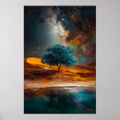 Celestial Desert - Lone Tree onder de Melkweg Poster (Voorkant)