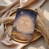 Celestial Desert Moonlit Western Wedding Kaart