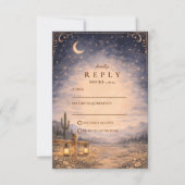 Celestial Desert Moonlit Western Wedding RSVP Kaartje (Voorkant)