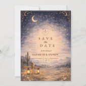Celestial Desert Moonlit Western Wedding Save The Date (Voorkant)