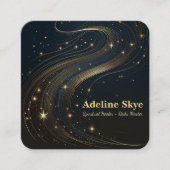 Celestial design op zwart vierkante visitekaartje (Voorkant)