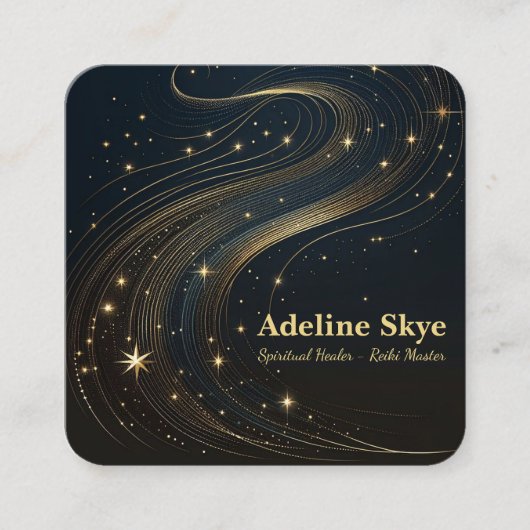 Celestial design op zwart vierkante visitekaartje (Voorkant)
