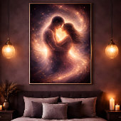 Celestial Devotion – Abstract Cosmic Couple Art Poster