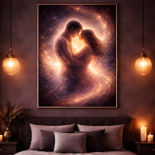 Celestial Devotion – Abstract Cosmic Couple Art Poster